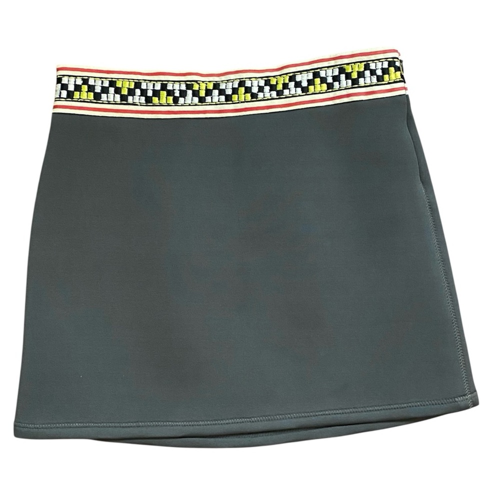 Gryphon Scuba Mini Skirt with Embroidered Waistband Women’s Medium Gray